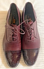 Steven Land Oxford Dress 11 Tooled Toe Cap Laced Brown Burgundy NEW Shoes