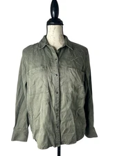 Rails Women’s Marcel Long Sleeve Sage Green Stars Snap Up Shirt Size M