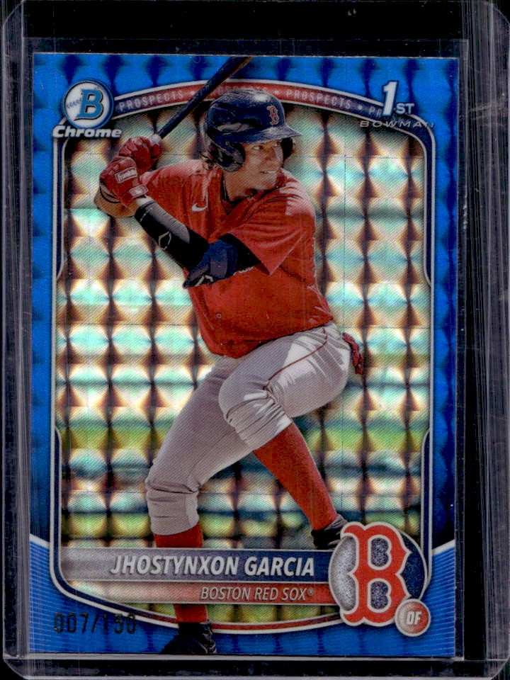 2025 Bowman Jhostynxon Garcia Chrome Blue Geometric Refractor 1st Prospect #/150