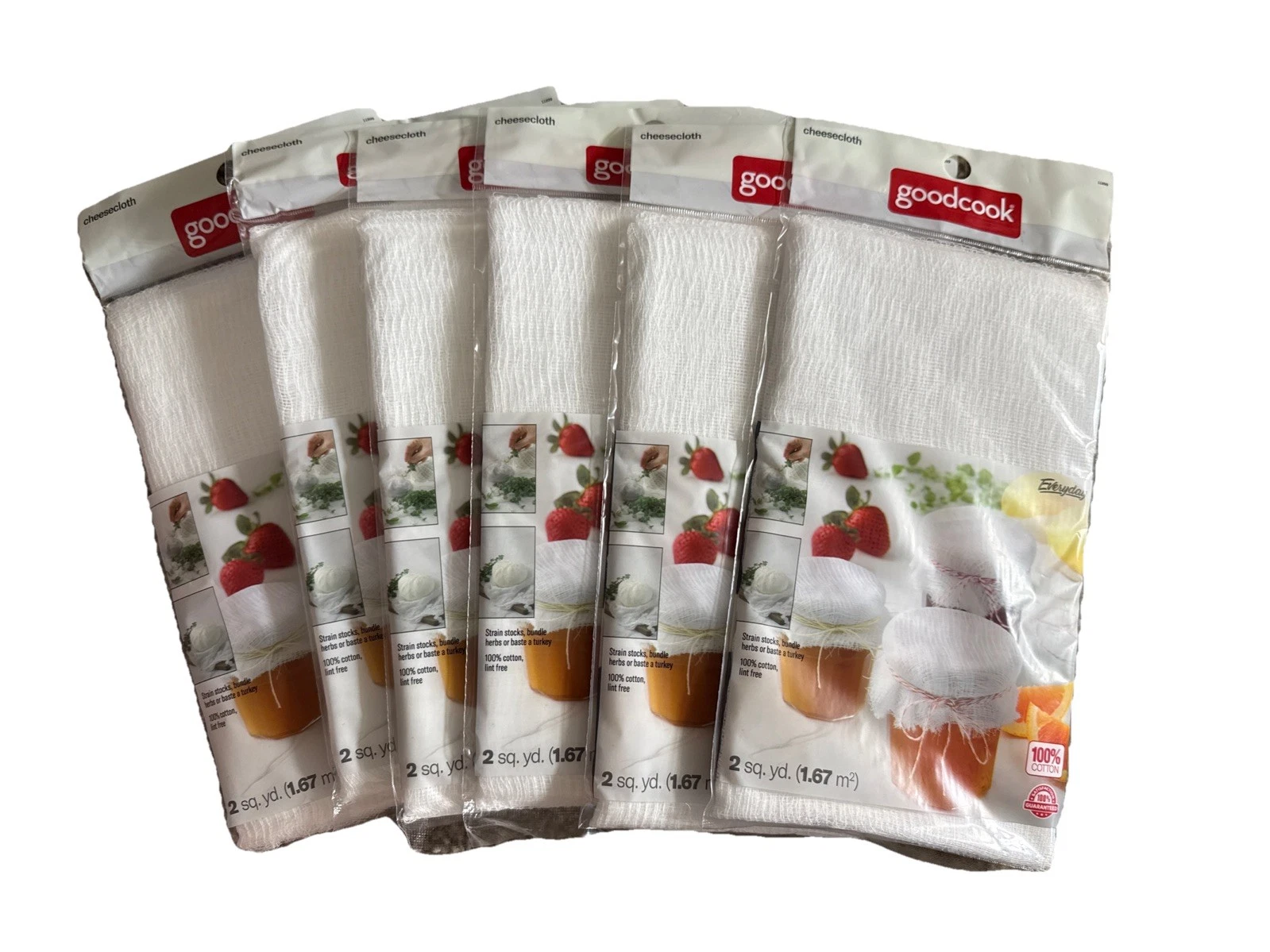 6 Pks Cheese Cloth 12 Yds Total 100% Pure cotton Good Cook - Ships Free