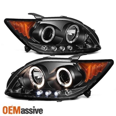 Fits Black 08-10 Scion Tc Dual Halo Projector LED Headlights Lamp Set Left+Right