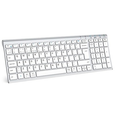 iClever Wireless Bluetooth Tastatur, Tastatur Wiederaufladbar Silber