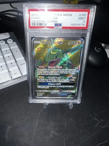 2018 Pokemon Rayquaza GX (Full Art) 160/168 Sm-Celestial Storm Holo Psa9
