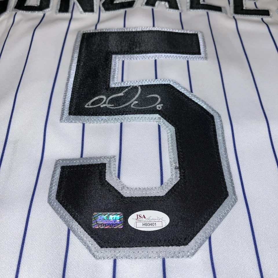 Carlos Gonzalez Auto Colorado Rockies Majestic MLB Jersey JSA COA VTG 48 #5 NWT - Image 3 of 4