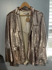 IRO PARIS Ak999 Champagne  Sequined Jacket  Size 38 blazer Festive Holiday Party