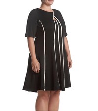 NEW GABBY SKYE BLACK WHITE CAREER FIT&FLARE DRESS SIZE 16W 18W 22W WOMEN PLUS
