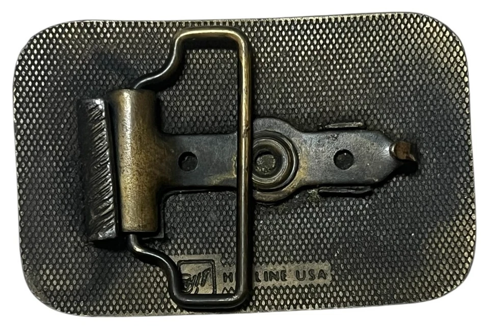 Tren con hebilla de cinturón Clemons Grove de colección 1882-1982 latón rectángulo línea Hit EE. UU. Foto 2 de 4