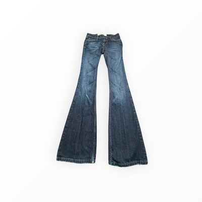 Mossimo Denim Jeans Womens 1 Blue Low Rise Bootcut Dark Wash Stretch Whiskered