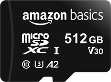 Amazon Basics Micro SDXC Memory Card with Full Size Adapter 512 GB, Black
