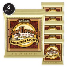 6 Pack Earthwood medium light (2003) acoustic guitar strings 80/20 bronze 12-54s