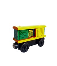 Thomas  Friends 2003 ORANGE BOX CAR With Sliding Door GUC Tank Wooden Railway