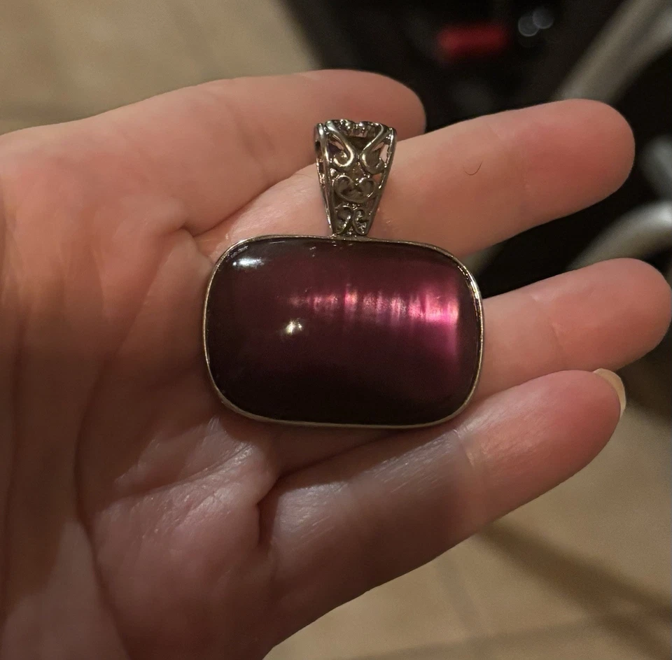 Collar Colgante Lia Sophia Vidrio Púrpura Este Oeste Ovalado Tono Plateado Paca Grande Foto 2 de 3