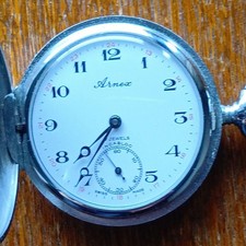 Arnex Swiss Pocket Watch Silver Case White Dial From Japan