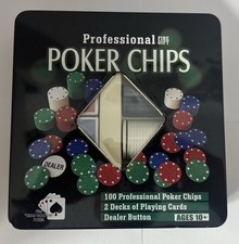 Set Poker Chips Texas Hold'em - 100 Fiches con Valore Dealer in Cofanetto Latta