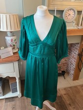 Monsoon Emerald Green Silk Midi Dress, size 12