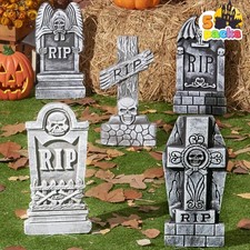 17  Halloween Foam RIP Graveyard Tombstones 5 Pack , Halloween Tombstones Outdoor