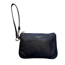 Vintage Coach Glove Tanned Leather Wristlet Small Zip Top Black Silver Hardware