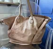 Shopper Handtasche beige Leder