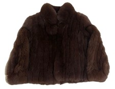 SAGA FOX Fur Coat Silver Fox Brown Bemberg L Used Japan