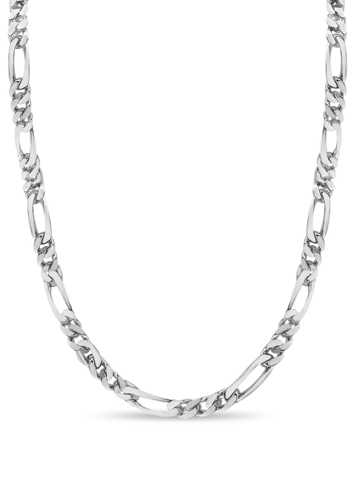 "18k Solid White Gold Handmade  7mm Figaro Link Necklace, 18\""