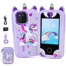 Elecoutek Kids Smart Phone, Toddler Unicorn Phone Toys for child-size, Purple