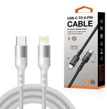 2-Pack USB-C to 8-Pin Fast Charging Cable for iPhone 14, 13, 12, 11, 14 Pro