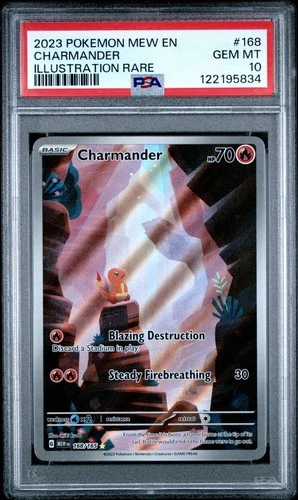 2023 Pokémon Mew EN-151 #168 Charmander Illustration Rare GEM MINT PSA 10