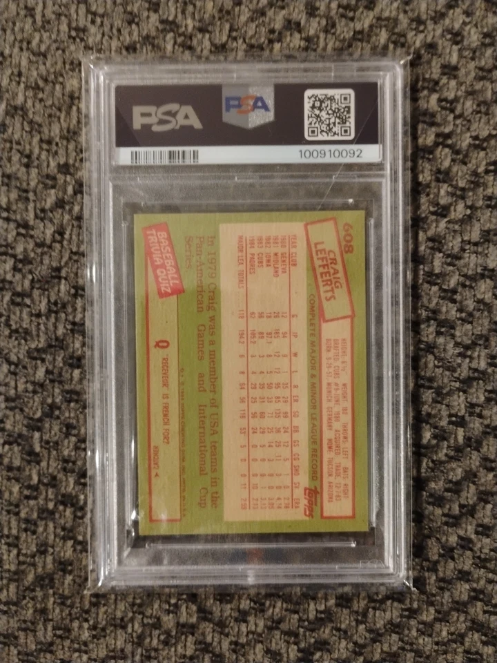 1985 Topps Mini Craig Lefferts PSA 8 Low Pop - Image 4 of 4