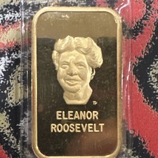 Vintage 1973 American Silver Editions Eleanor Roosevelt 1 oz .999 Silver Bar