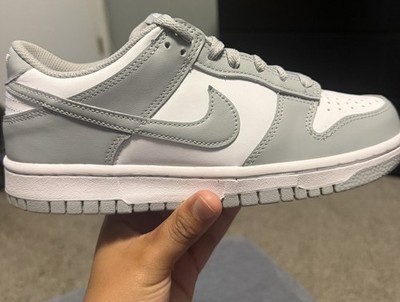 Nike Dunk Low Men's Gray/White Colorblock Leather Lace-Up Low Top Sneakers