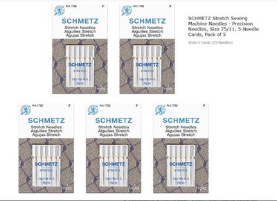 SSCHMETZ Stretch Sewing Machine Needles - Precision Needles, Size 75/11, 5-Needl