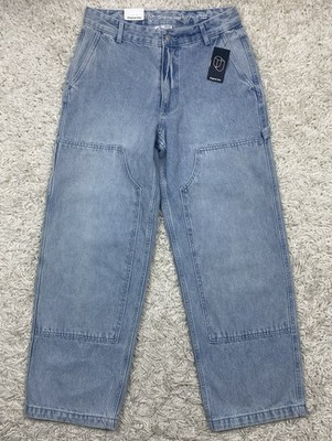 Original Use Baggy Carpenter Jeans Men s 28x30 Light Wash Double Knee Denim NWT