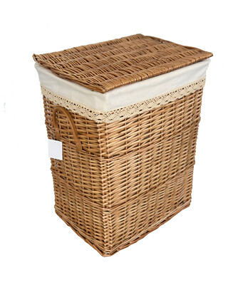 Wäschekorb weide natur beige rechteckig Deckel Handgriff Bezug 3x Varianten