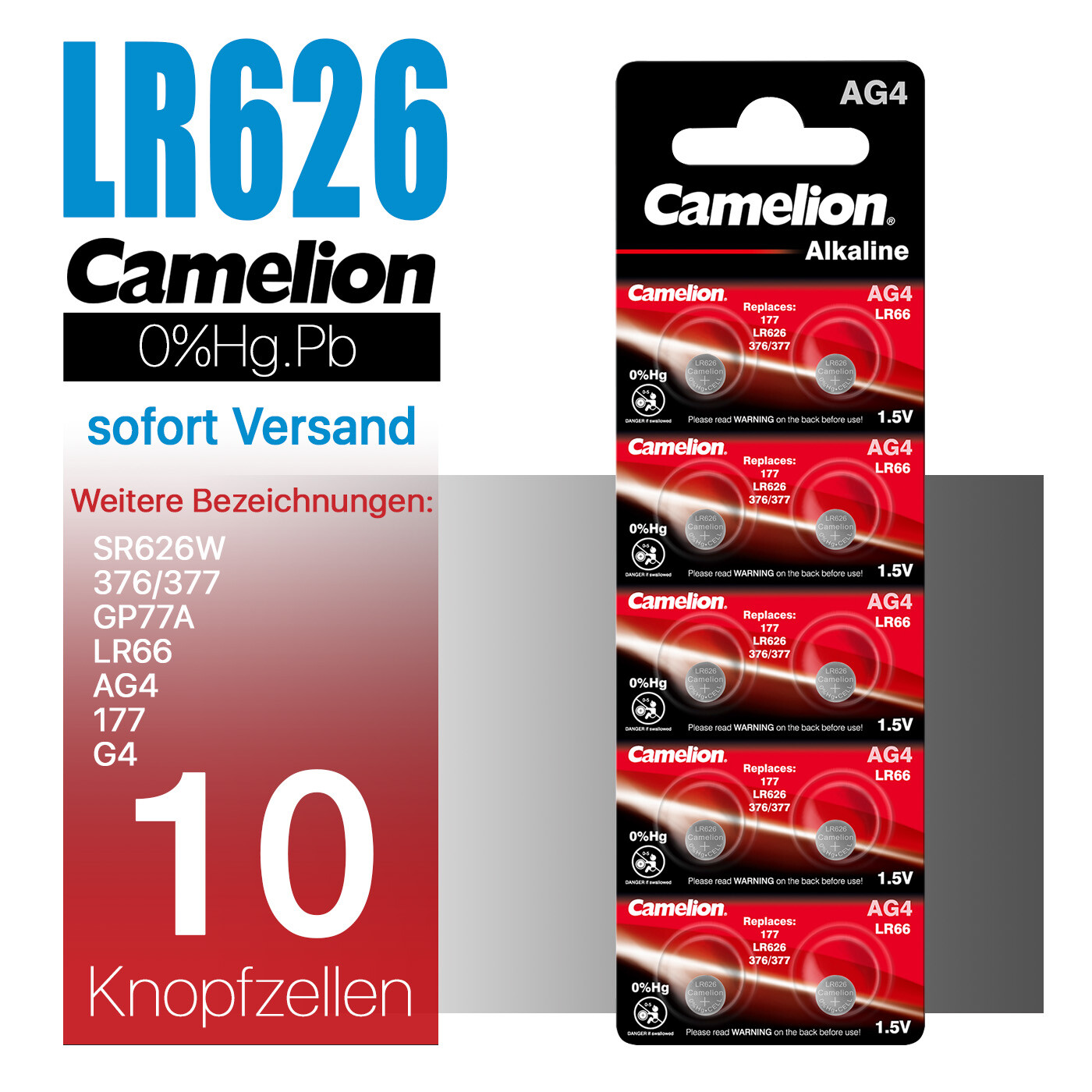 10 Batterie Pile VINNIC LR66 AG4 L626F LR626 G4 177 GP77A 377 376
