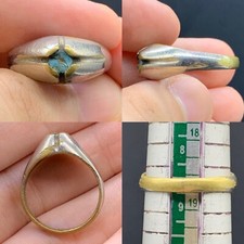 Very Unique Ancient Roman Bronze Ring With Stone Insert