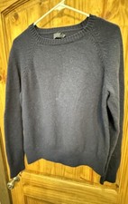 J Crew Women  s Crew Sweater Long Sleeve Wool Angora Vintage Black Size M
