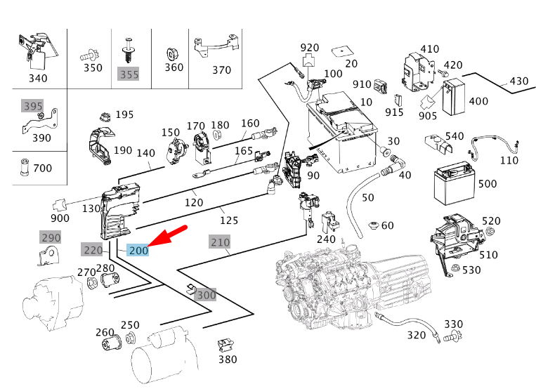 MB E W212 Starting Motor Alternator Wiring Harness LHD A2125401313