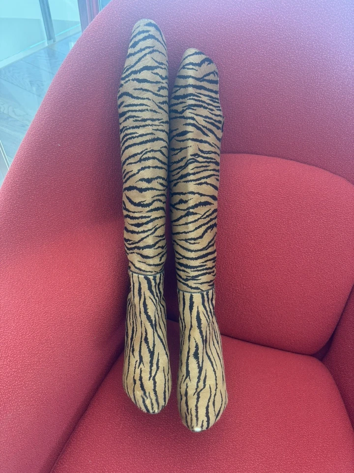 AQUAZZURA сексуальный леопард печать ботинки, размер 38 1/2 сделано в Италии - Изображение 3 из 4