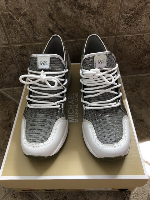 Michael Kors Liv Trainer Extreme SNEAKERS Glitter Chain Mesh Silver Size 7  for sale online | eBay