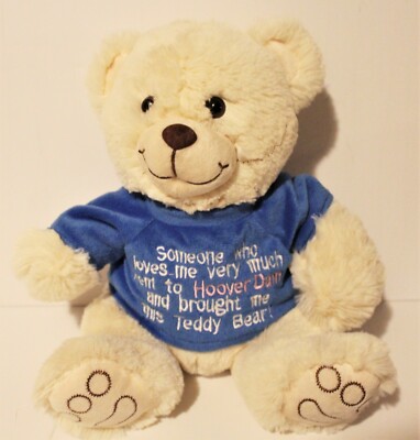 Teddy Bear Plush Hoover Dam Someone Who Loves Me Very Much Cream Tan Seated 10