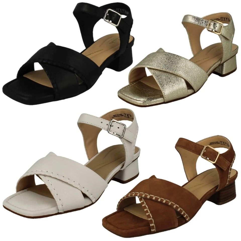 Ladies Clarks Square Toe Sandals 'Serina 35 Cross'