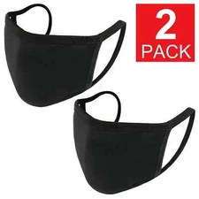 2-Pack Black Cotton Adult Face Mask - Reusable Washable Unisex white