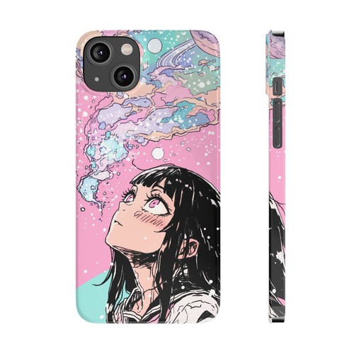 Anime Stargazing Phone Case, Slim Space iPhone Cover, Kawaii Manga Cute Girl - Picture 12 of 49