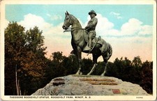 Minot North Dakota Theodore Roosevelt Statue in Park Postcard ND