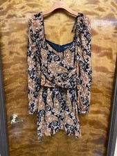 Women "MinkPink" brown/blk paisley long sleeve short dress. Size L P.O.