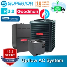 Goodman 3 TON 15.2 SEER2 Upflow R-32 AC System with 80% AFUE 60k BTU Furnace
