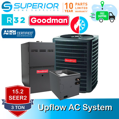Goodman 3 TON 15.2 SEER2 Upflow R-32 AC System with 80% AFUE 80k BTU Furnace
