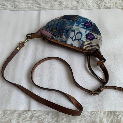 Vintage Coach 10819 Signature Multicolor Patchwork Denim Leather Suede Used Ex+ - Picture 18 of 18