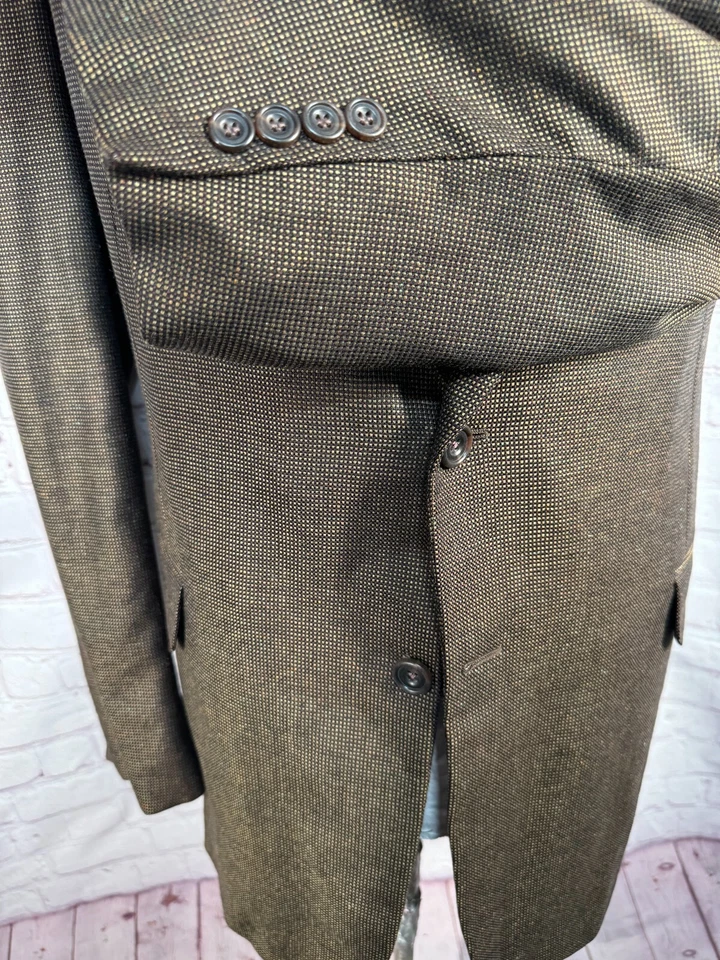 Abrigo Blazer Chaqueta Abrigo Deportivo HICKEY FREEMAN Para Hombres Marrón PUNTO AGUJA LANA 46L Foto 4 de 4