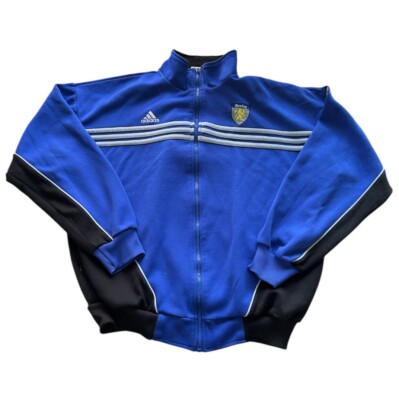 Adidas Bexley Soccer Bomber Jacket Mens M Blue Striped Full Zip Lined